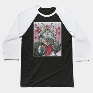 The Queen of Hearts Cat - White Outlined Version Baseball T-Shirt